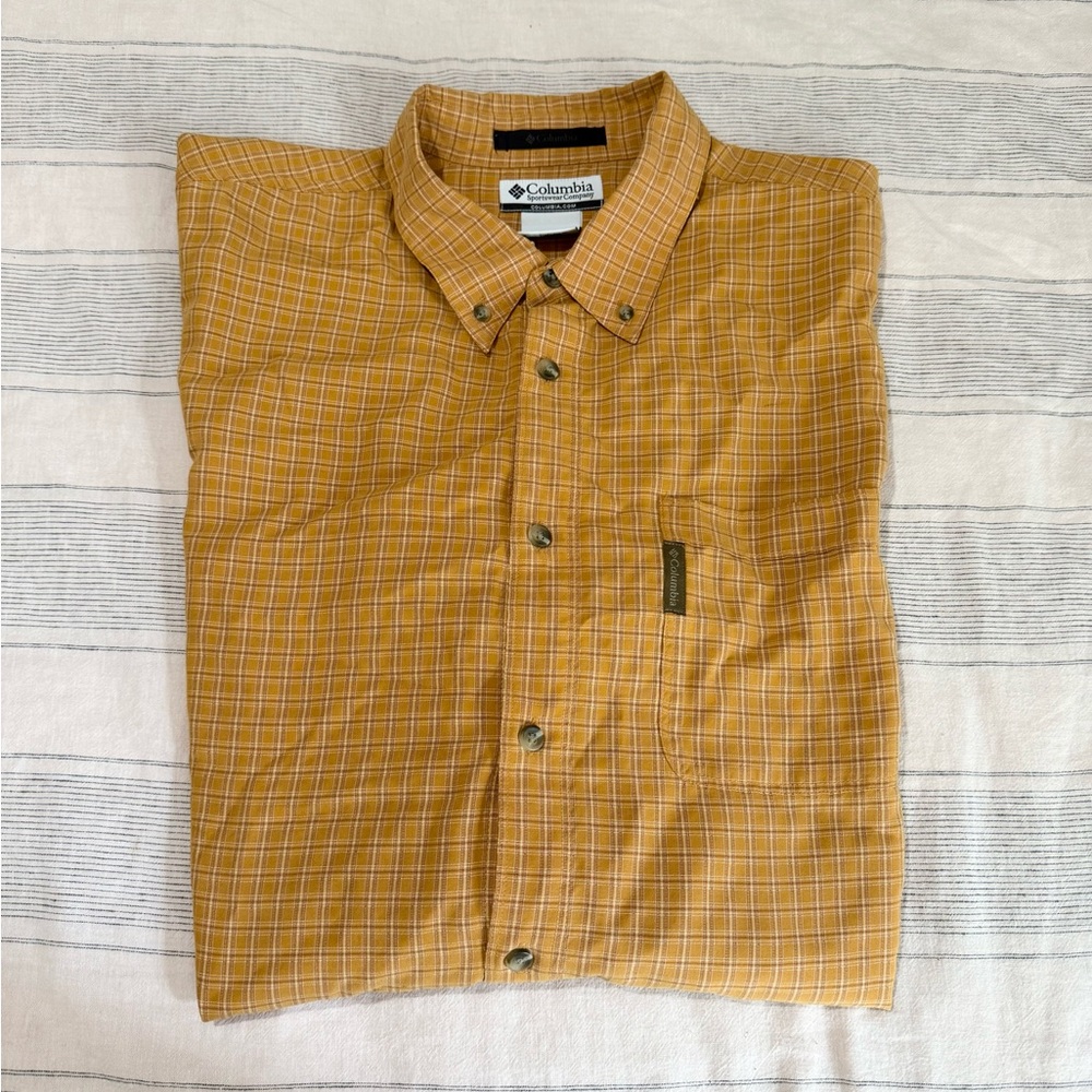 Columbia Men's Mustard Checkered Shirt